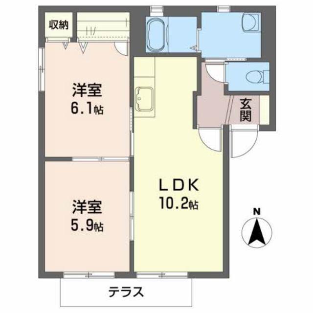 シャーメゾン・バッハ(2LDK/1階)の間取り写真