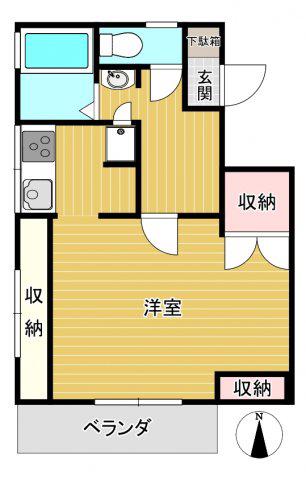 Kハウス(1K/3階)の間取り写真