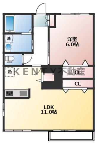 ヒルサイト(1LDK/2階)の間取り写真