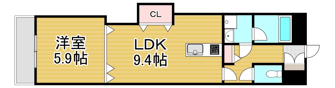 グランアピエ(1LDK/9階)の間取り写真