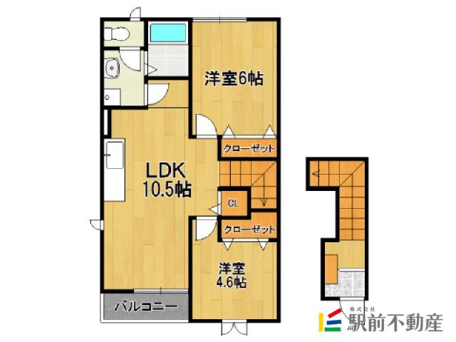 山手メゾン壱 A(2LDK/2階)の間取り写真