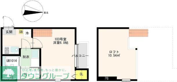GREEN HILLS 台原(1K/1階)の間取り写真