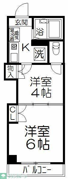 レジデンスカープ大宮(2K/4階)の間取り写真