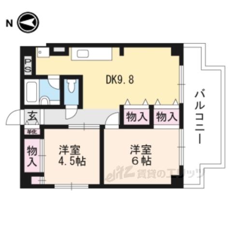 東和ハイツ東館(2DK/7階)の間取り写真