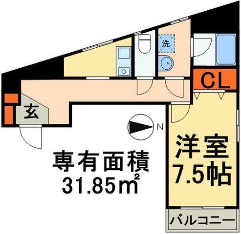 小宮ビル(1K/8階)の間取り写真