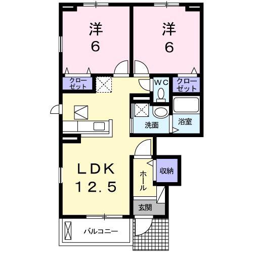 サンモールII(2LDK/1階)の間取り写真