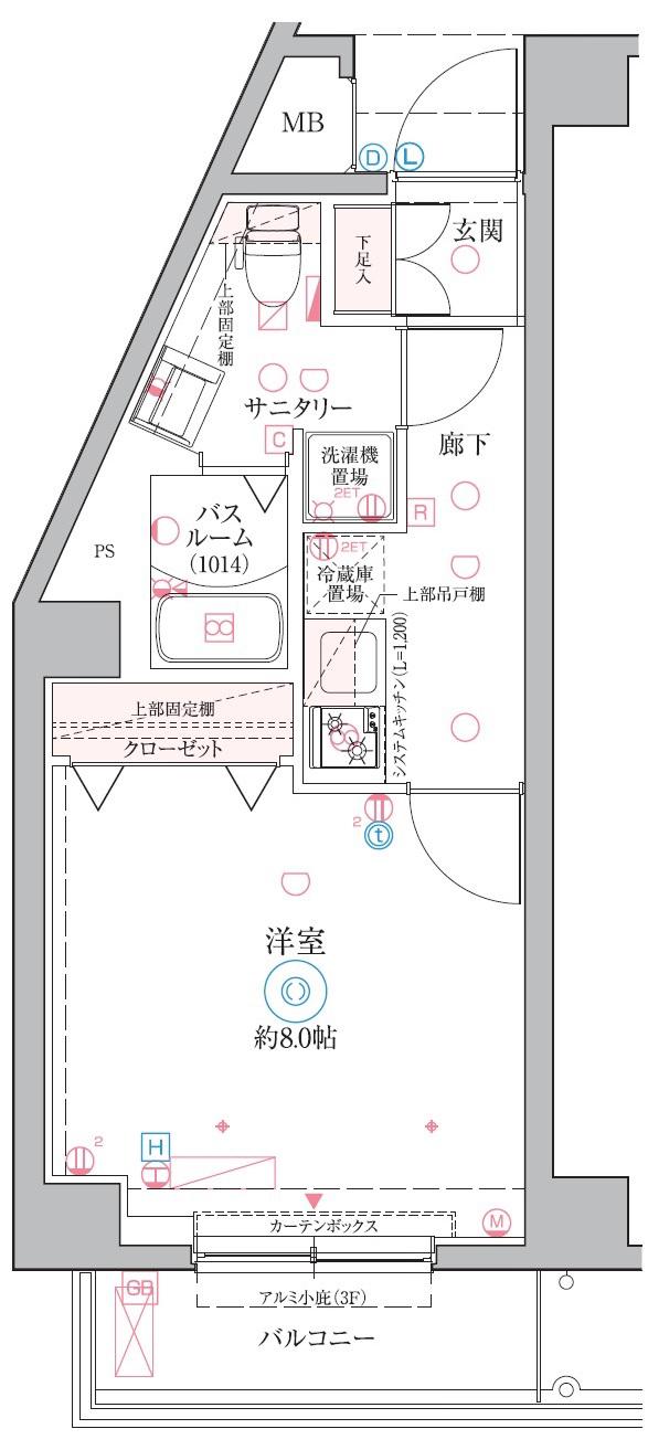 クレヴィスタ戸田(1K/3階)の間取り写真