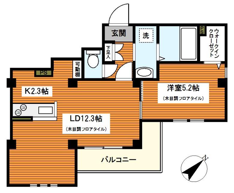 BAY WOOD YOKOHAMA(1LDK/2階)の間取り写真