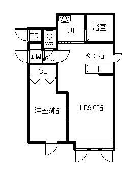 セドナII(1LDK/1階)の間取り写真