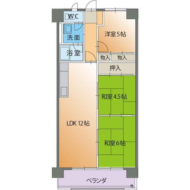 パルテノン(3LDK/3階)の間取り写真