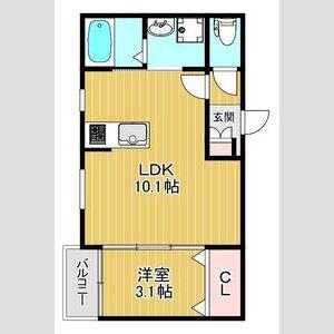 ヴィクトリアレジデンス高砂(1LDK/2階)の間取り写真