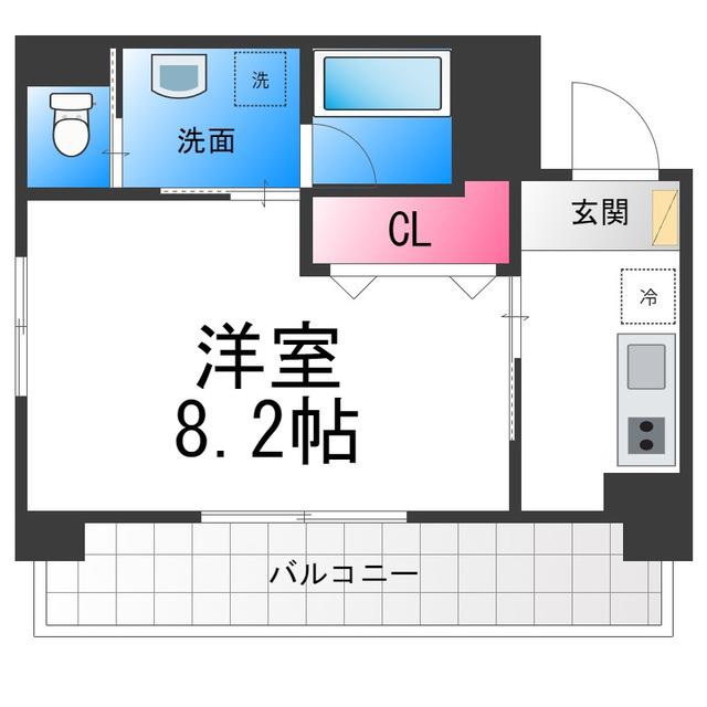 ラ・メール諏訪森(1K/2階)の間取り写真