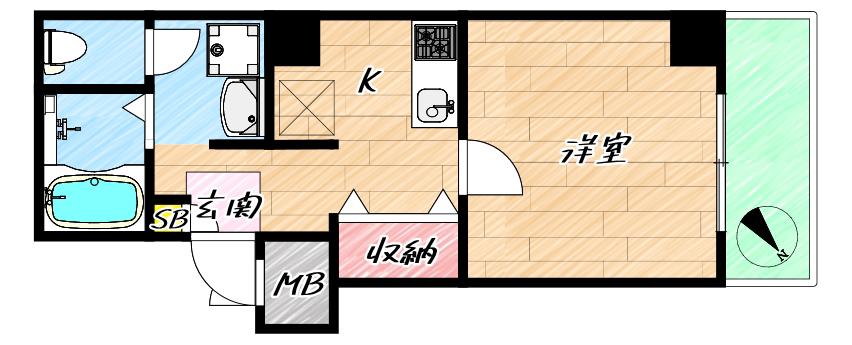 MESSAGE九条みなと通II(1K/8階)の間取り写真