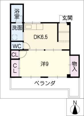 リバーサイド(1DK/3階)の間取り写真