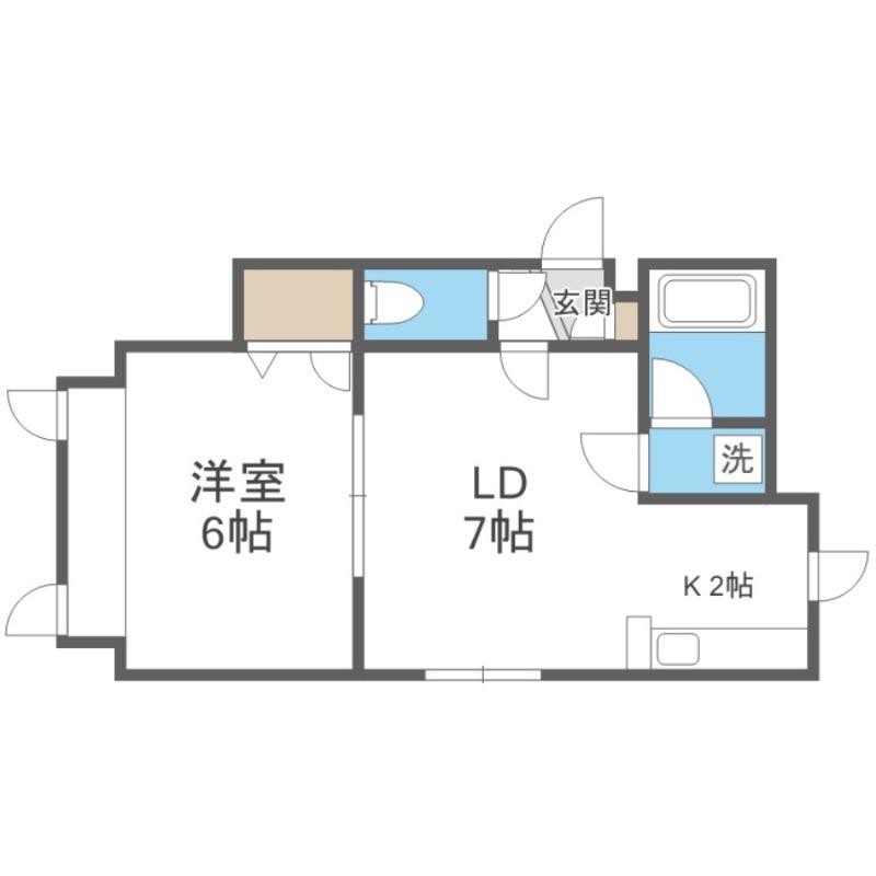 シャネル月寒(1LDK/2階)の間取り写真