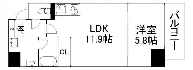 レジデンストレゾールデュー(1LDK/6階)の間取り写真