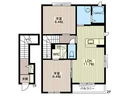 サニーコートF(1LDK/2階)の間取り写真