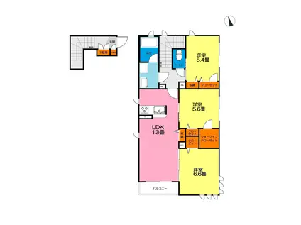 ベルヴィラージュ(3LDK/1階)の間取り写真