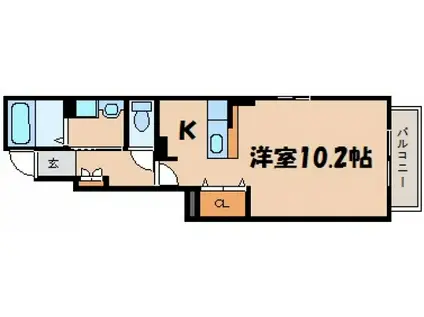 プラムフィールド(1K/1階)の間取り写真