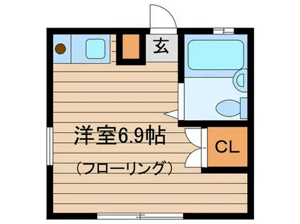 MIWAハイツ(ワンルーム/2階)の間取り写真