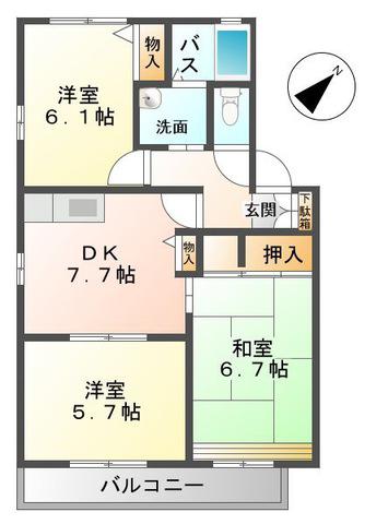 リッシュ伊藤C棟(3DK/2階)の間取り写真