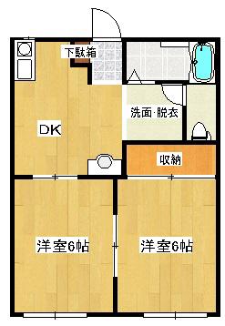 レジデンス北河原A(2DK/1階)の間取り写真
