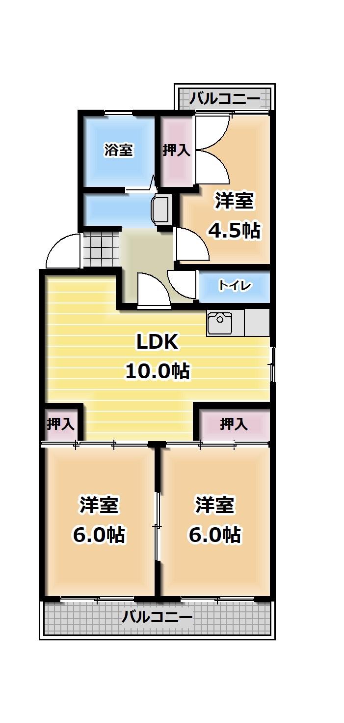 ロイアルまさや(3LDK/4階)の間取り写真