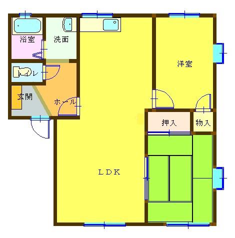 ヴィラ・エトワール A(2LDK/2階)の間取り写真