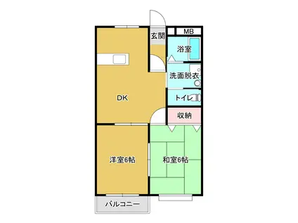 長谷川ビル(2LDK/3階)の間取り写真