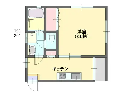 カーサ・キムラ3(1DK/2階)の間取り写真