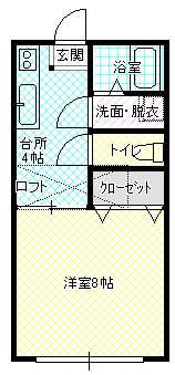 ヴィラ志家B(1K/2階)の間取り写真
