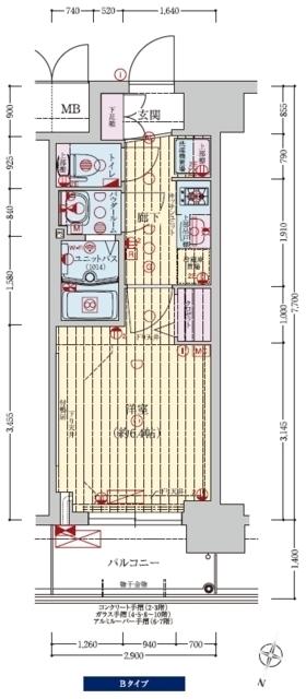 プレサンス新大阪イオリア(1K/4階)の間取り写真
