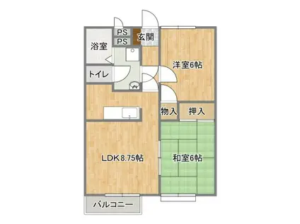 コスモ21(2LDK/2階)の間取り写真