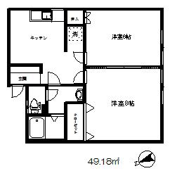南ハウス(2K/1階)の間取り写真