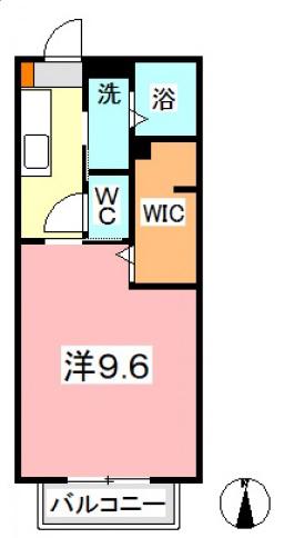 コーポワイスリーA棟(1K/1階)の間取り写真