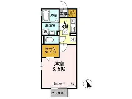 VIEW COURT V(1K/2階)の間取り写真