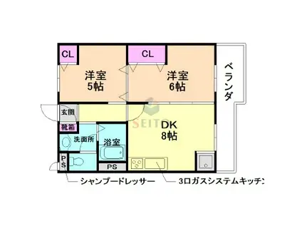 池田マンション(2DK/5階)の間取り写真