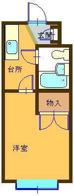 ヘリオス378谷保(1K/2階)の間取り写真