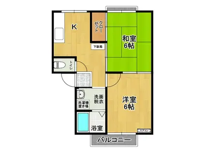 ファーストパレスII A棟(2K/1階)の間取り写真