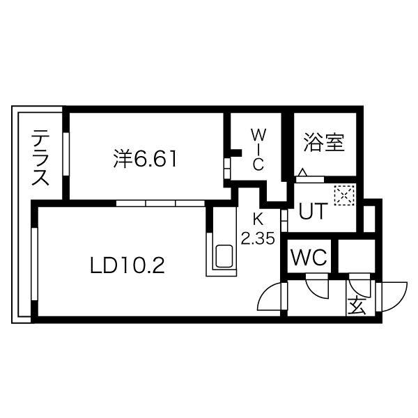 フォレスタ琴似(1LDK/1階)の間取り写真
