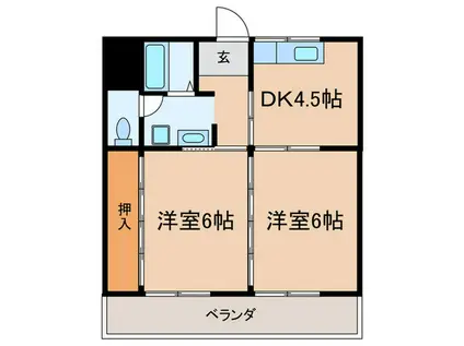 メゾン戸井(2DK/1階)の間取り写真