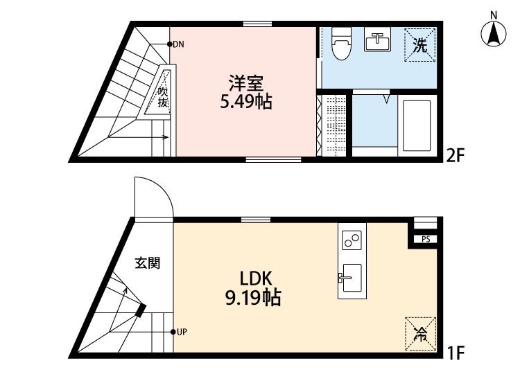 VICOLO B棟(1LDK/1階)の間取り写真