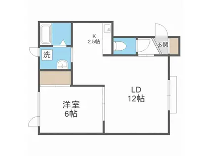 ファーストタウン江別(1LDK/2階)の間取り写真