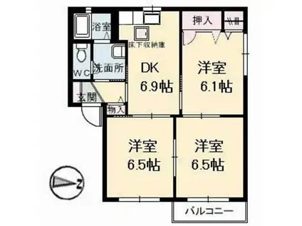 メゾンドフルールA(3DK/1階)の間取り写真