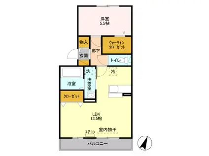 セイチ上近江(1LDK/1階)の間取り写真