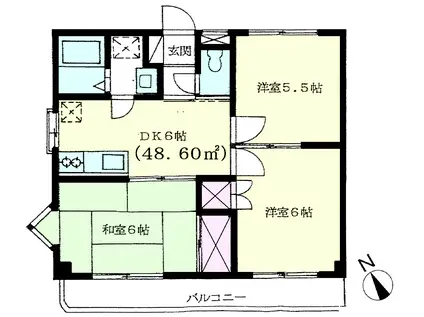 CRYSTALCOURT弐番館(3DK/3階)の間取り写真
