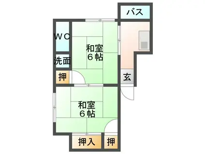 柿園アパート(2K/2階)の間取り写真