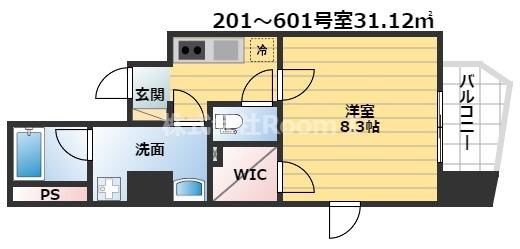セイワパレス森ノ宮中央(1K/4階)の間取り写真