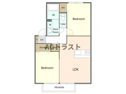 サニーフラットI(2LDK/1階)の間取り写真