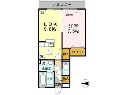 リバーパークA(1LDK/3階)の間取り写真